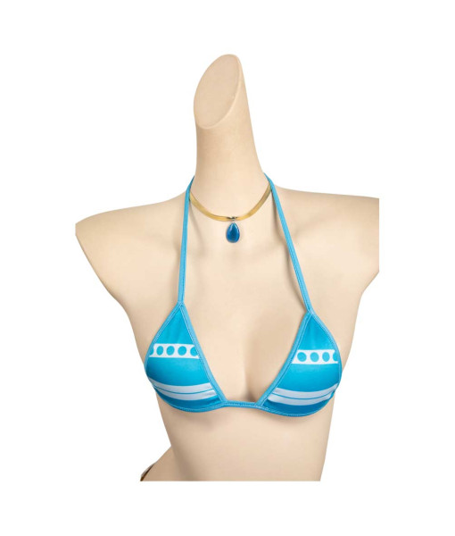 Women Blue Sexy Bikini Gold Waist Chain Swimsuit 