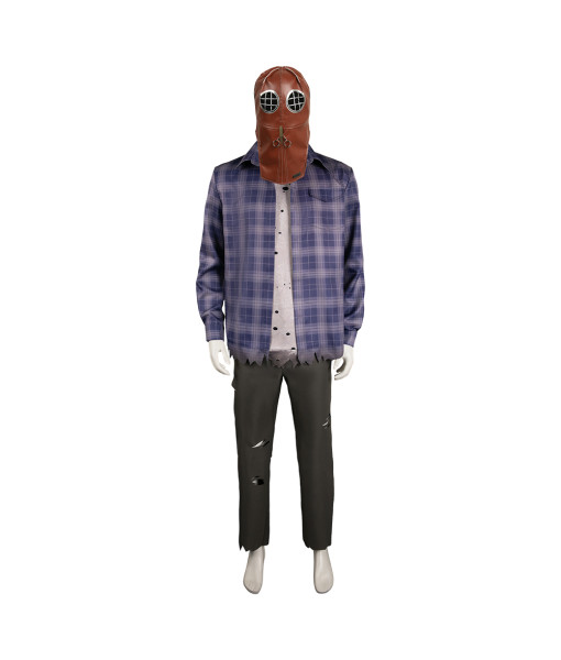 Man Purple Plaid Printed Outfits Horror Halloween Costume