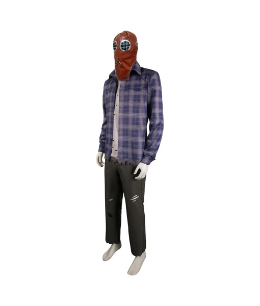 Man Purple Plaid Printed Outfits Horror Halloween Costume