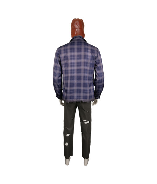 Man Purple Plaid Printed Outfits Horror Halloween Costume