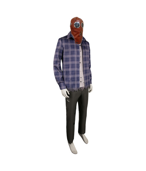 Man Purple Plaid Printed Outfits Horror Halloween Costume