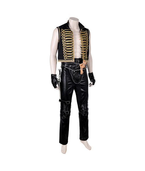 Men Vest Leather Pants 2Pcs Set Apocalypse Style Halloween Costume