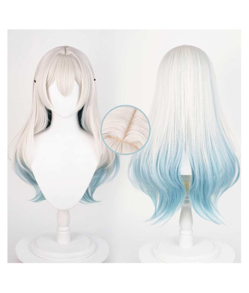 Women White Gradient Wig Long Haie Halloween Costume Accessories