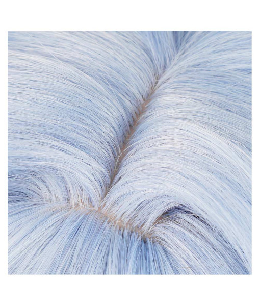 Women Light Blue Long Hair with Bun Wig Halloween Costume Accessories