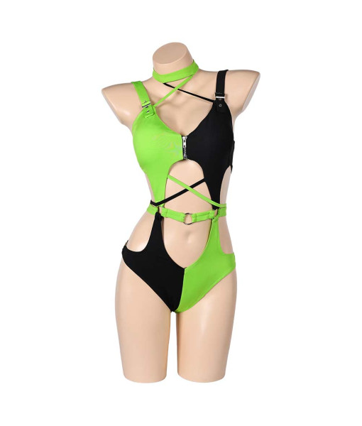 Shego Kim Possible TV Women Green Black One Piece Swimsuit Cosplay Costume