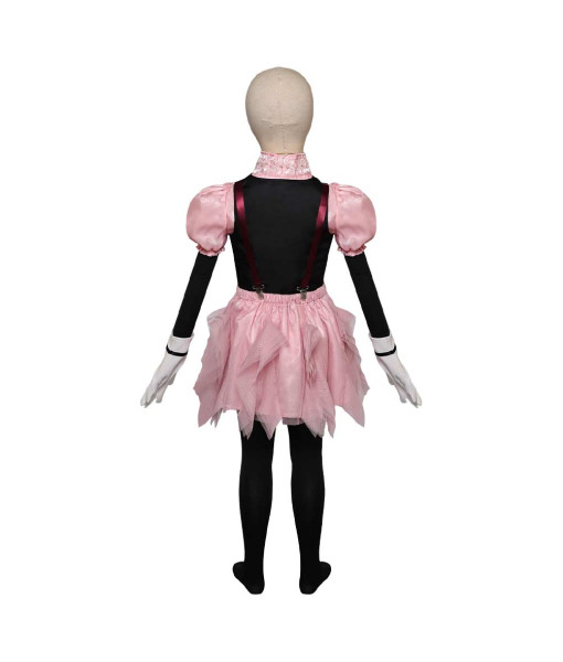 Kids Children Pink Mesh Dress 2Pcs Black Vest Halloween Stage Costume