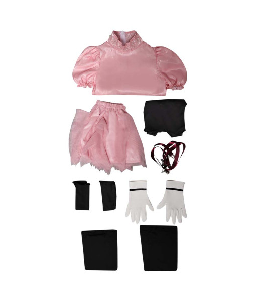 Kids Children Pink Mesh Dress 2Pcs Black Vest Halloween Stage Costume