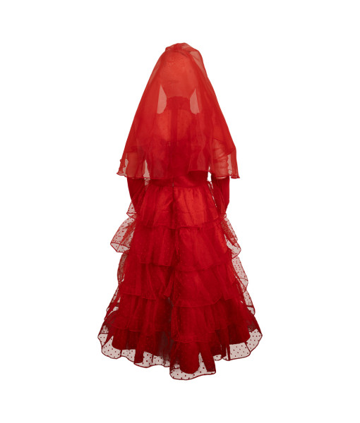 Kids Children Horror Red Wedding Dress Halloween Costume