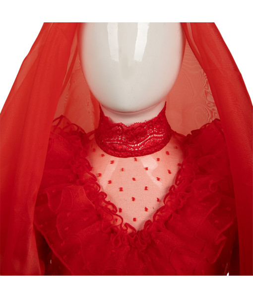 Kids Children Horror Red Wedding Dress Halloween Costume