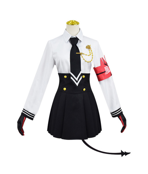 Women White Uniform Skirt with Devil Tail Halloween Costume