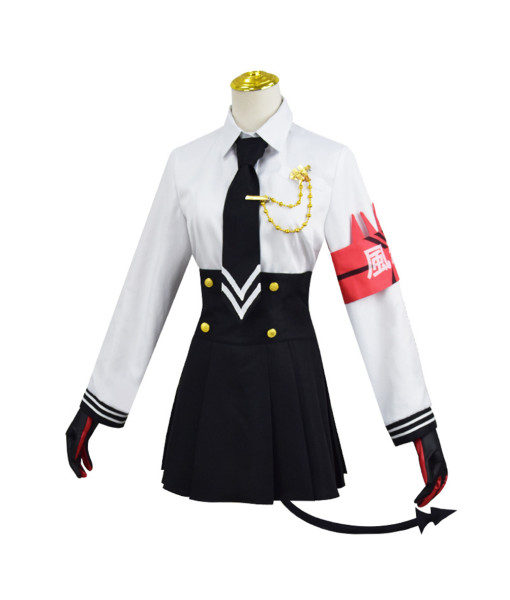 Women White Uniform Skirt with Devil Tail Halloween Costume