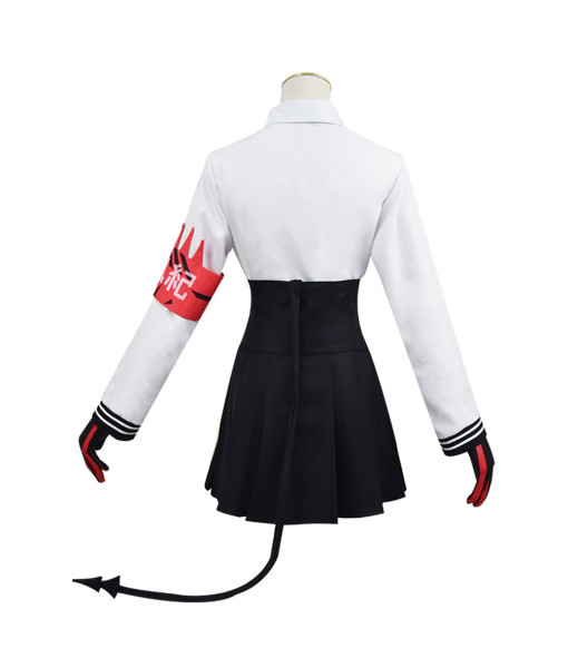 Women White Uniform Skirt with Devil Tail Halloween Costume