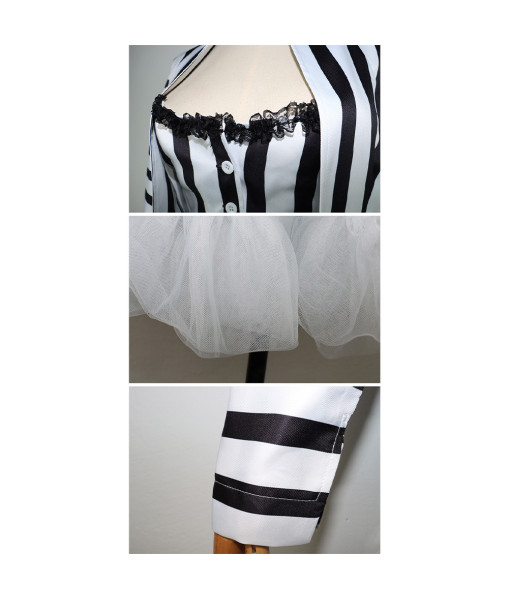 Women Gothic Black Strip Suit Skirt Outfit Halloween Costume