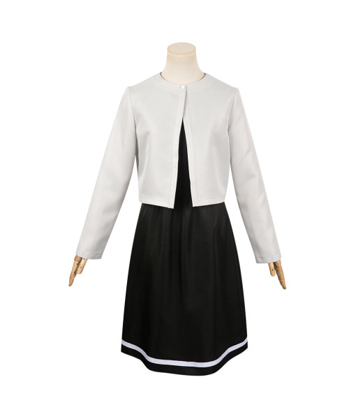 Fujino Ayumu Look Back Movie Women White Black Uniform Dress Cosplay Costume