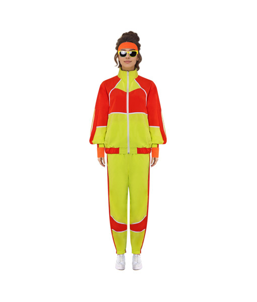1980s Hip Hop Retro Sportswear Red Yellow Outfit Halloween Costume