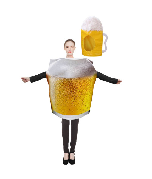 Adult Yellow Beer Mug Sponge Oktoberfest Halloween Party Cosplay Costume