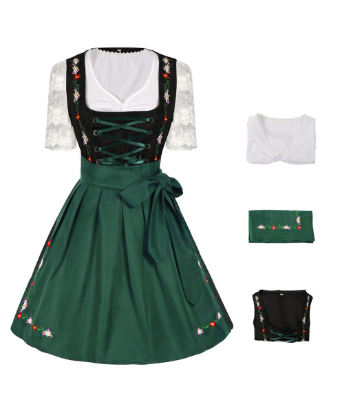 Bavarian Women Green Dress German Oktoberfest Halloween Carnival Costume