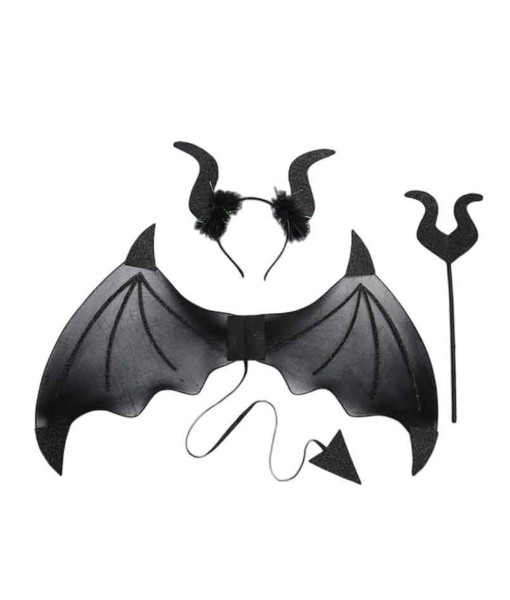 Devil Wings Horn Black Red Three Piece Set Halloween Cosplay Accessories