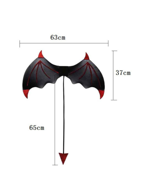 Devil Wings Horn Black Red Three Piece Set Halloween Cosplay Accessories