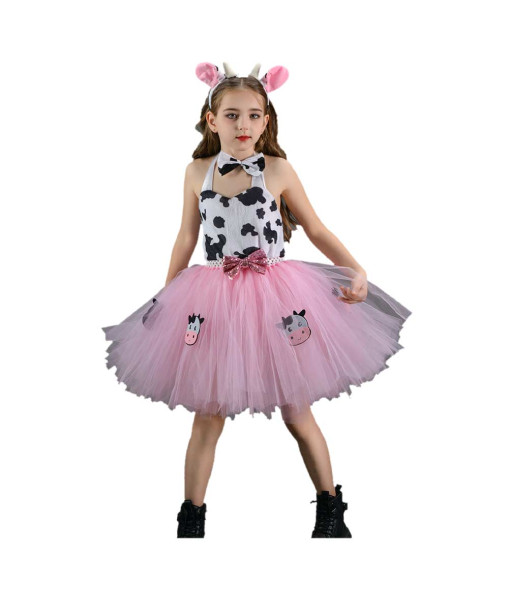 Kids Children Pink Cow Tutu Skirt Halloween Costume