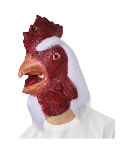 Rooster Mask White Latex Halloween Costume Accessories 