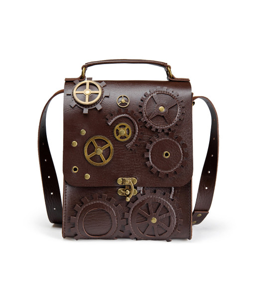 Women Brown Steampunk Shoulder Crossbody Handbag Accessories