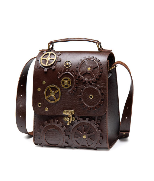 Women Brown Steampunk Shoulder Crossbody Handbag Accessories