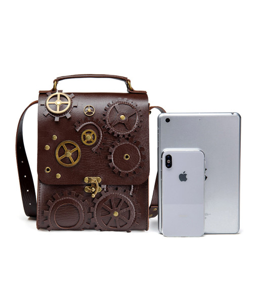 Women Brown Steampunk Shoulder Crossbody Handbag Accessories