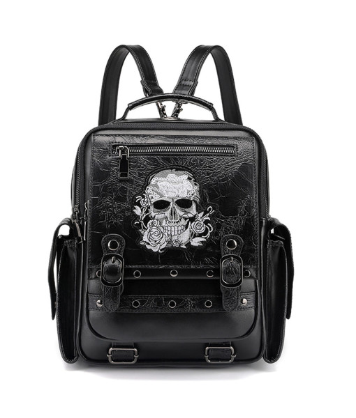 Women Gothic Skull Embroidered Black Backpack Accessories