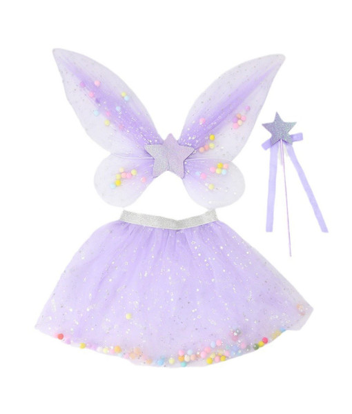 Women Mesh Skirt Wings Tutu Skirt Three Set Halloween Party Costume