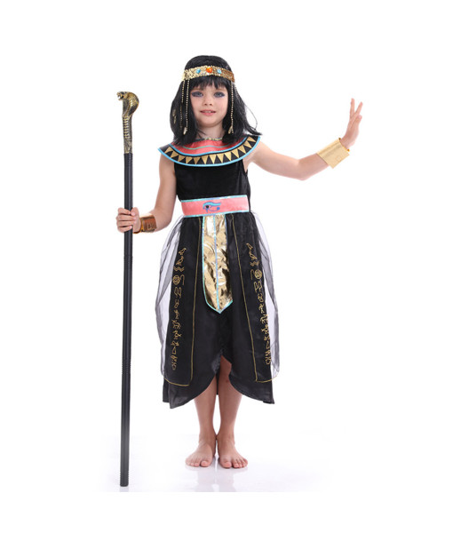 Kids Children Black Cleopatra Outfit Halloween Costume