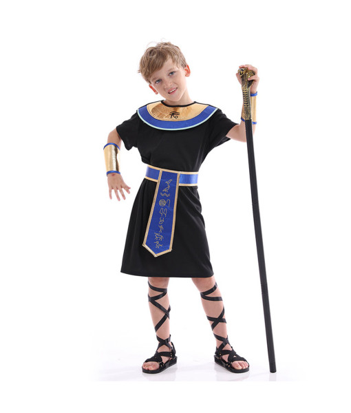 Kids Children Black Egyptian Pharaoh Halloween Costume