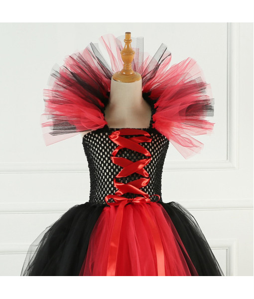 Kids Children Red Tutu Dress Witch Outfit Full Set Halloween Cosume