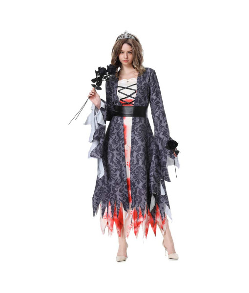 Women Ghost Bride Vampire Horror Dress Full Set Halloween Costume
