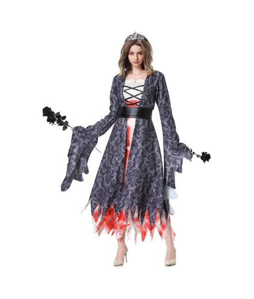 Women Ghost Bride Vampire Horror Dress Full Set Halloween Costume