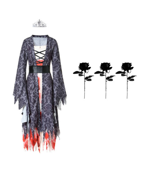 Women Ghost Bride Vampire Horror Dress Full Set Halloween Costume