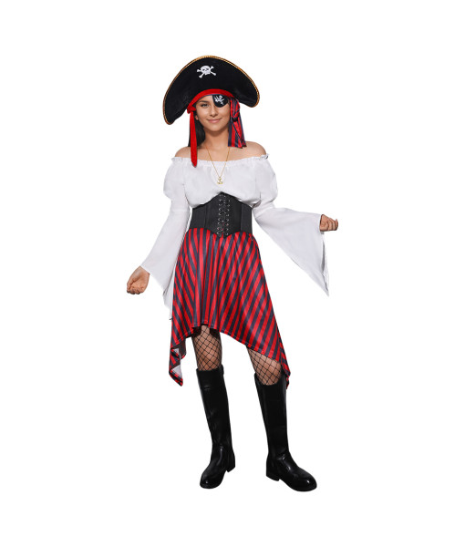 Women Wihte Pirate Outfit Full Set Halloween Costume