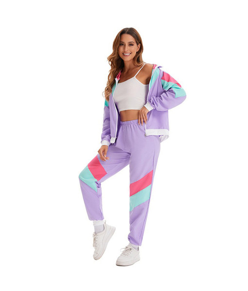 Adult 80s Disco Hip-Hop Vintage Athleisure Tracksuit Outift Halloween Costume