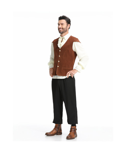 Adult Brown Victorian Lining Shirt with Vest Set Halloween Costume