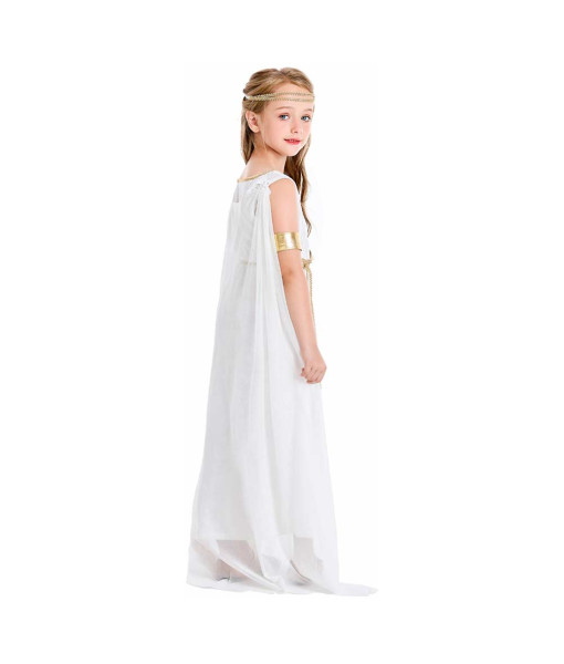 Kids Children White Greek Goddess Roman Court Robe Halloween Costume