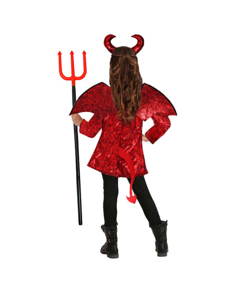 Kids Children Girl Red Jacket Little Devil Punk Style Halloween Costume