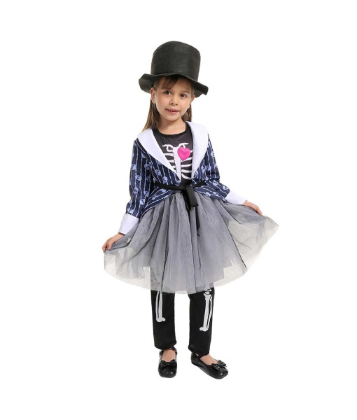 Kids Children Girl Skeleton Halloween Cosplay Costume