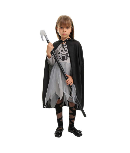 Kids Children Grim Reaper Girl Outfit Halloween Cosplay Costume