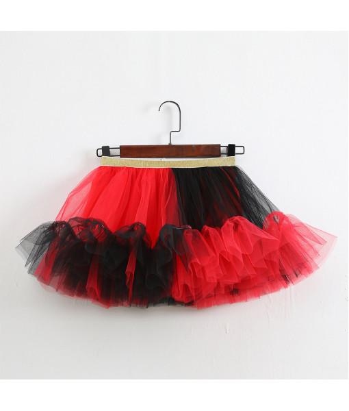 Kids Children Red Black Heart Bride Tutu Skirt 3 Pcs Halloween Costume