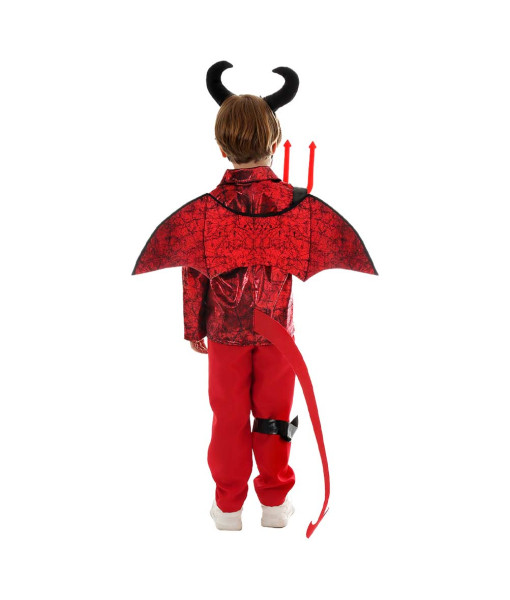 Kids Children Boy Red Jacket Little Devil Punk Style Halloween Costume