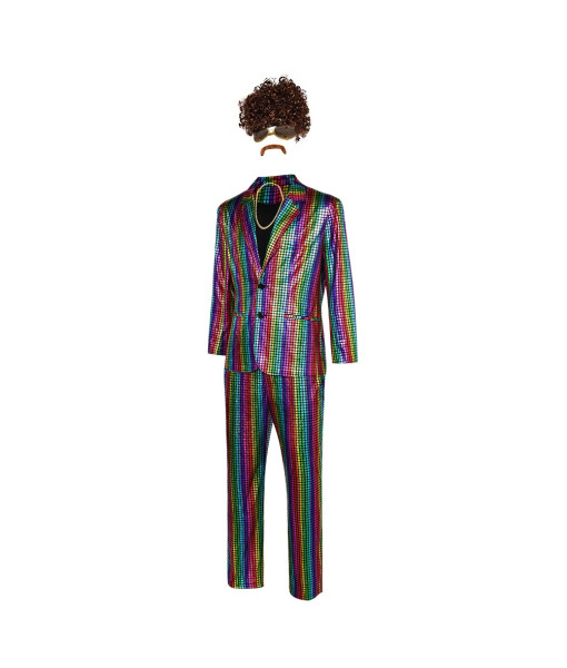 Men 70s Disco Neon Suit 5 Pcs Set Halloween Costume