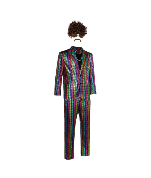 Men 70s Disco Neon Suit 5 Pcs Set Halloween Costume