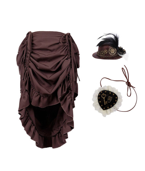 Women Brown Full Skirt Steampunk Style Halloween Costume