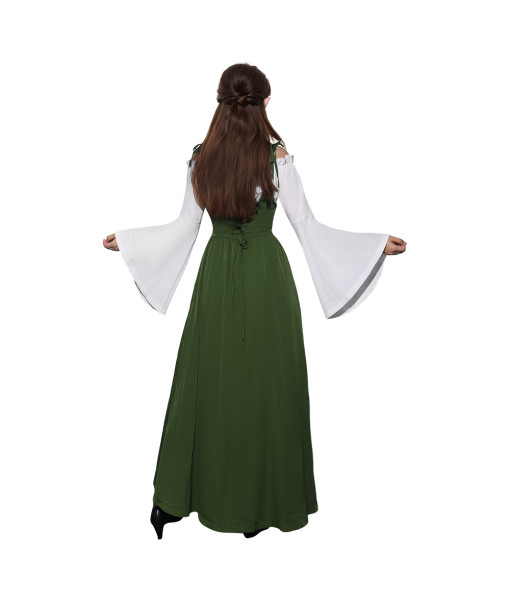 Women Medieval Renaissance Green Dress 6 Pcs Set Halloween Costume