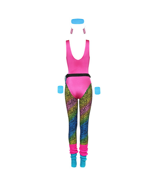 1980s Gym Fitness Jumpsuit 7 Pcs Halloween Costume